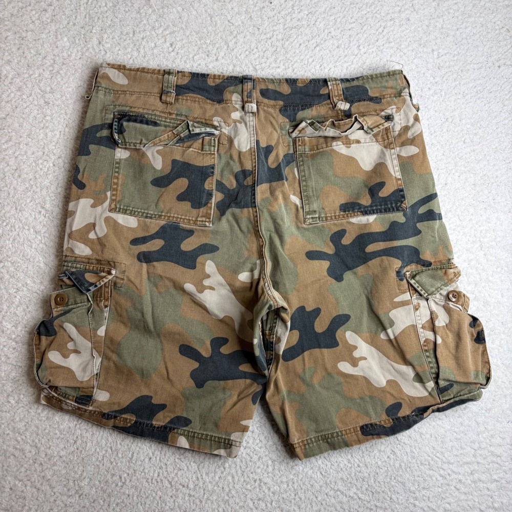 Steve & Barry's Mens Camo Cargo Shorts Y2K Paratrooper Woodland baggy 35 (38)